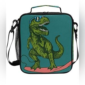 Funny Dinosaur Skateboard Kids Lunch Bag